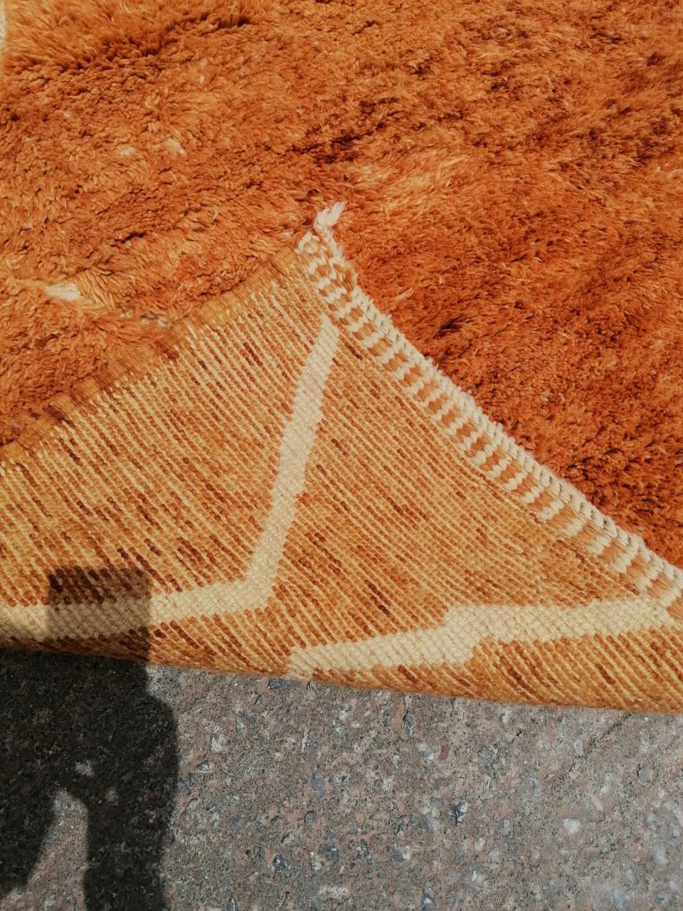 Moroccan Luxury Beni Mrirt Wool Rug Orange 8'x10' - Image 9