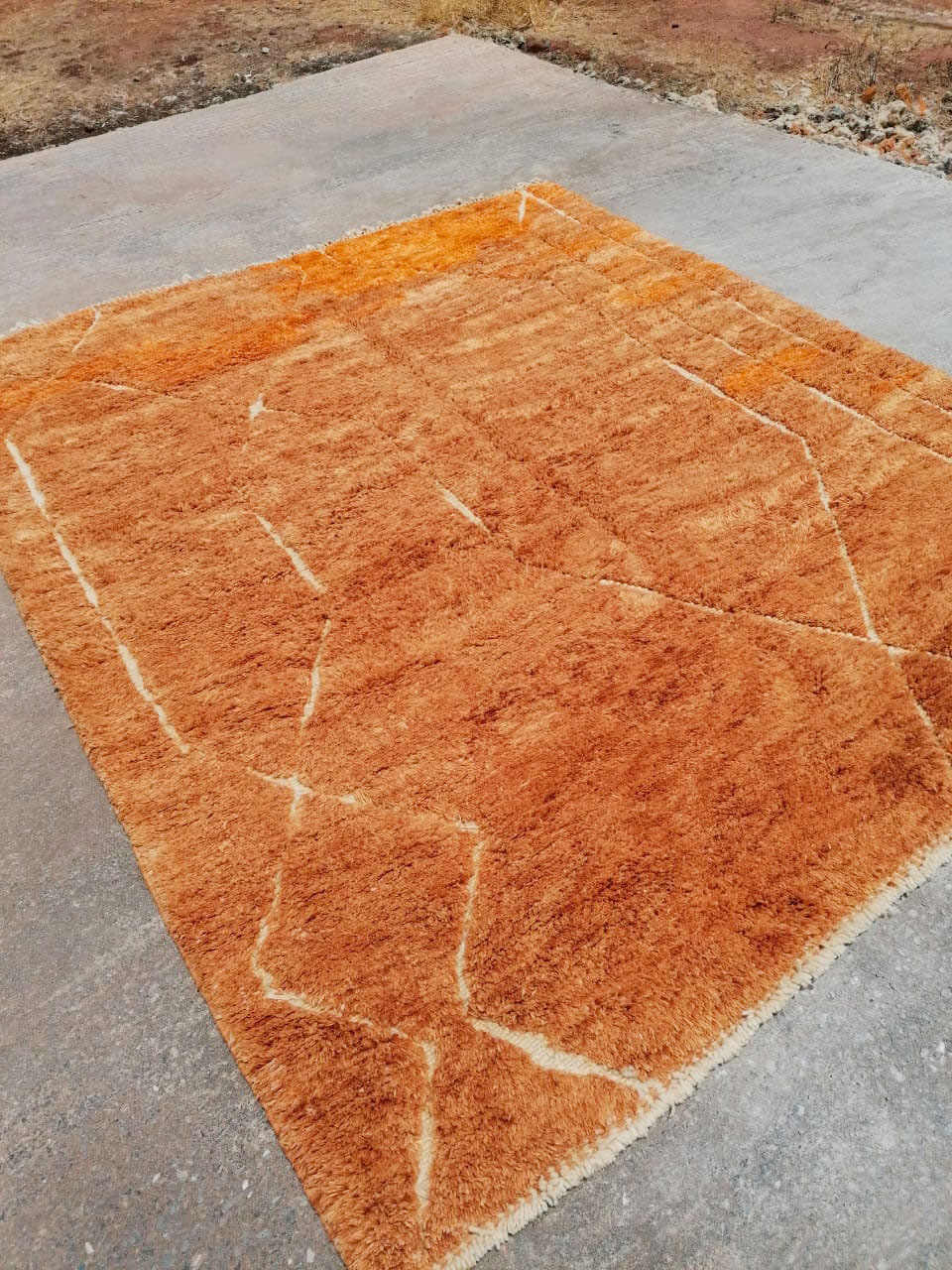 Moroccan Luxury Beni Mrirt Wool Rug Orange 8'x10' - Image 11