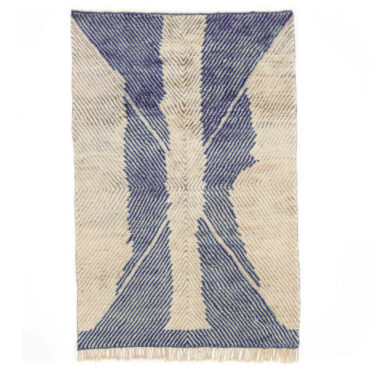 Moroccan Wool Rug Gray And Blue Stripes