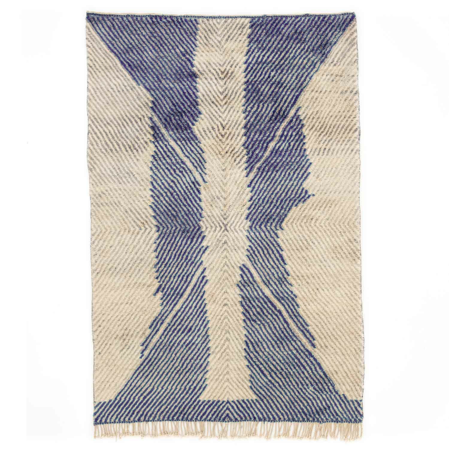 moroccan wool rug gray and blue stripes