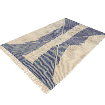 Moroccan Wool Rug Gray And Blue Stripes