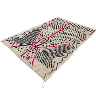 Moroccan Azilal Wool Rug Pink & Black Design