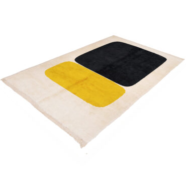 Moroccan Beni Ourain Rug Black and Yellow