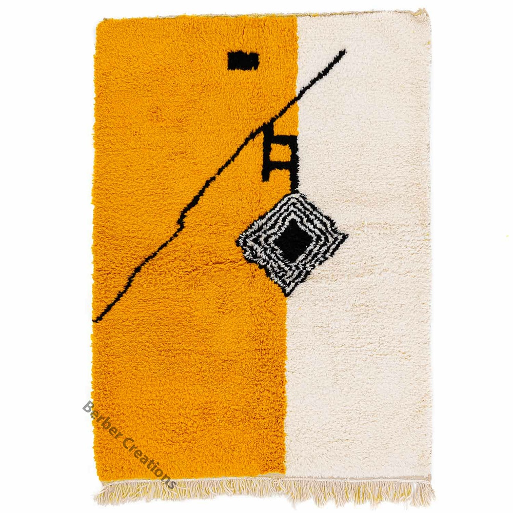 moroccan beni ourain wool rug yellow