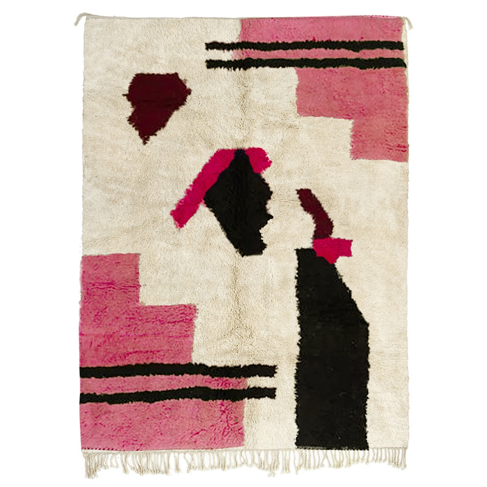 moroccan handwoven wool rug pink