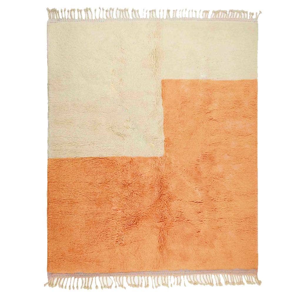 Moroccan wool rug cream and peach