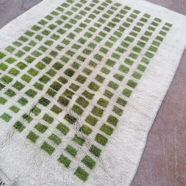 Moroccan Wool Rug Green Squares Pattern 6’x9′