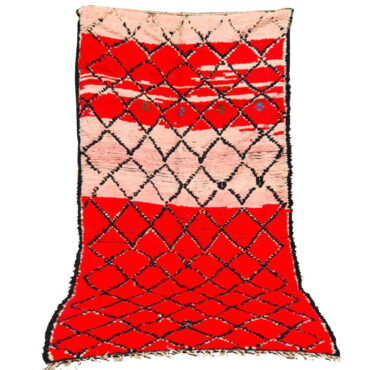 Vintage Moroccan Wool Rug Red and Pink 10’5″x4’5″