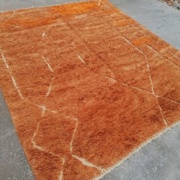 Moroccan Luxury Beni Mrirt Wool Rug Orange 8’x10′