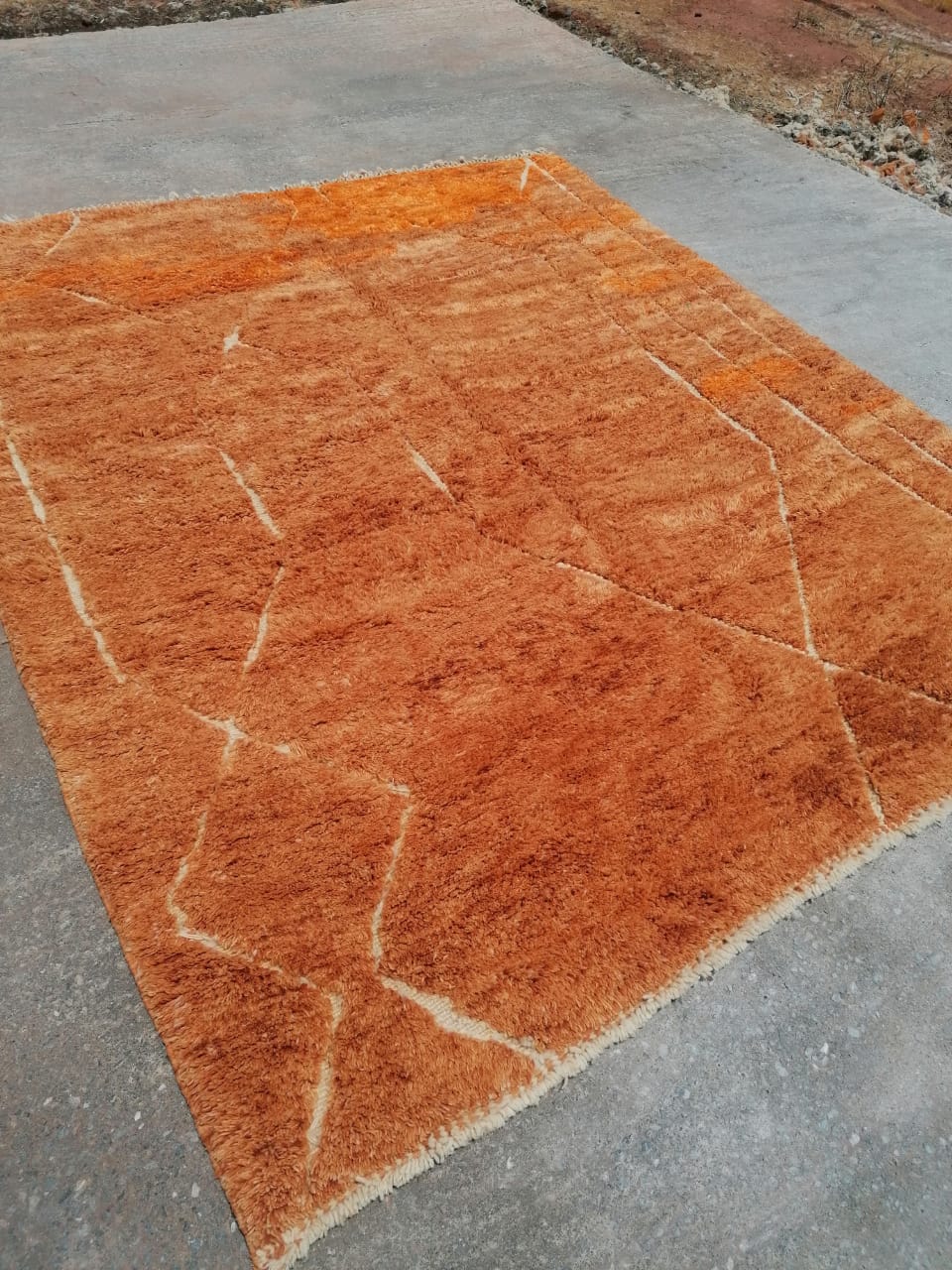 Moroccan Luxury Beni Mrirt Wool Rug Orange 8'x10' - Image 2