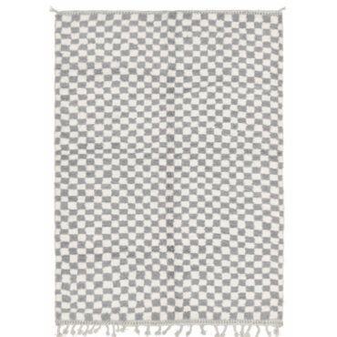 Checkered Moroccan Rug Gray & White