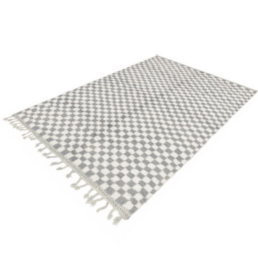 Checkered Moroccan Rug Gray & White