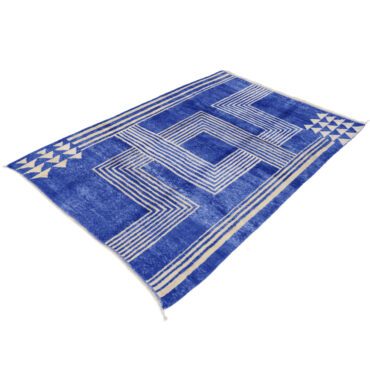 Contemporary moroccan beni ourain rug blue