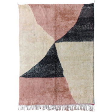 Contemporary Moroccan Wool Rug Pink and Black
