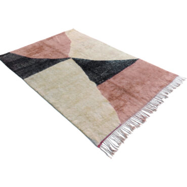 Contemporary Moroccan Wool Rug Pink and Black