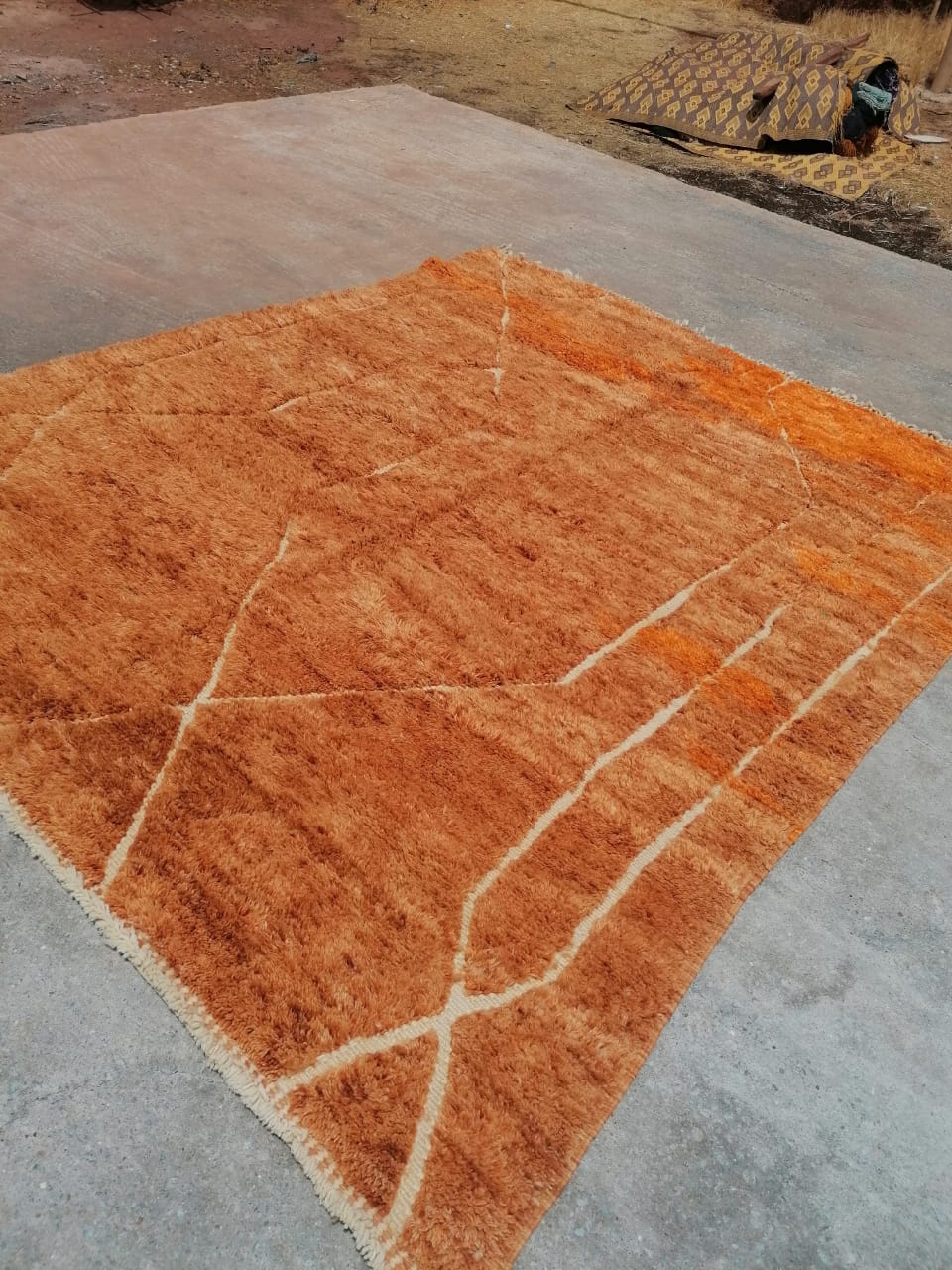 Moroccan Luxury Beni Mrirt Wool Rug Orange 8'x10' - Image 5