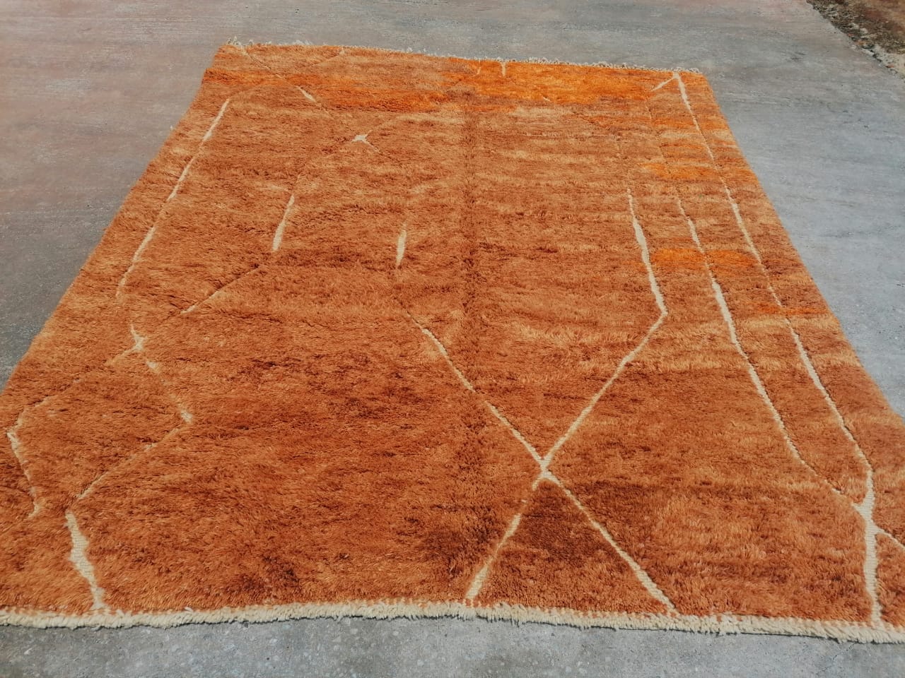 Moroccan Luxury Beni Mrirt Wool Rug Orange 8'x10' - Image 6