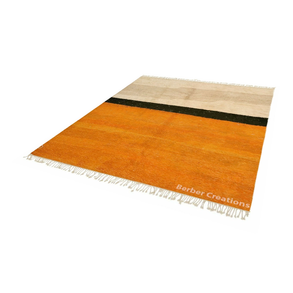 handmade moroccan beni wool rug orange