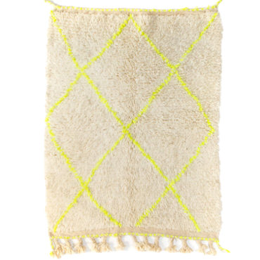 Moroccan Beni Ourain Rug Neon Yellow