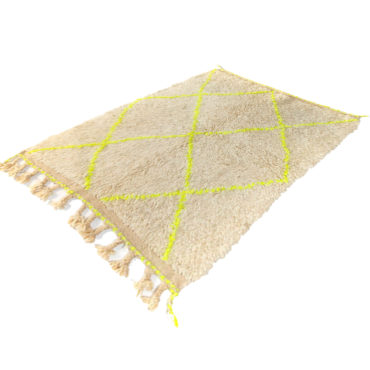 Moroccan Beni Ourain Rug Neon Yellow