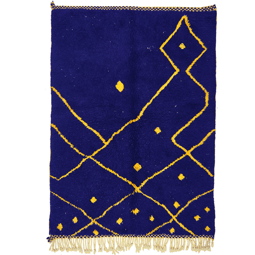 moroccan beni ourain rug blue and yellow