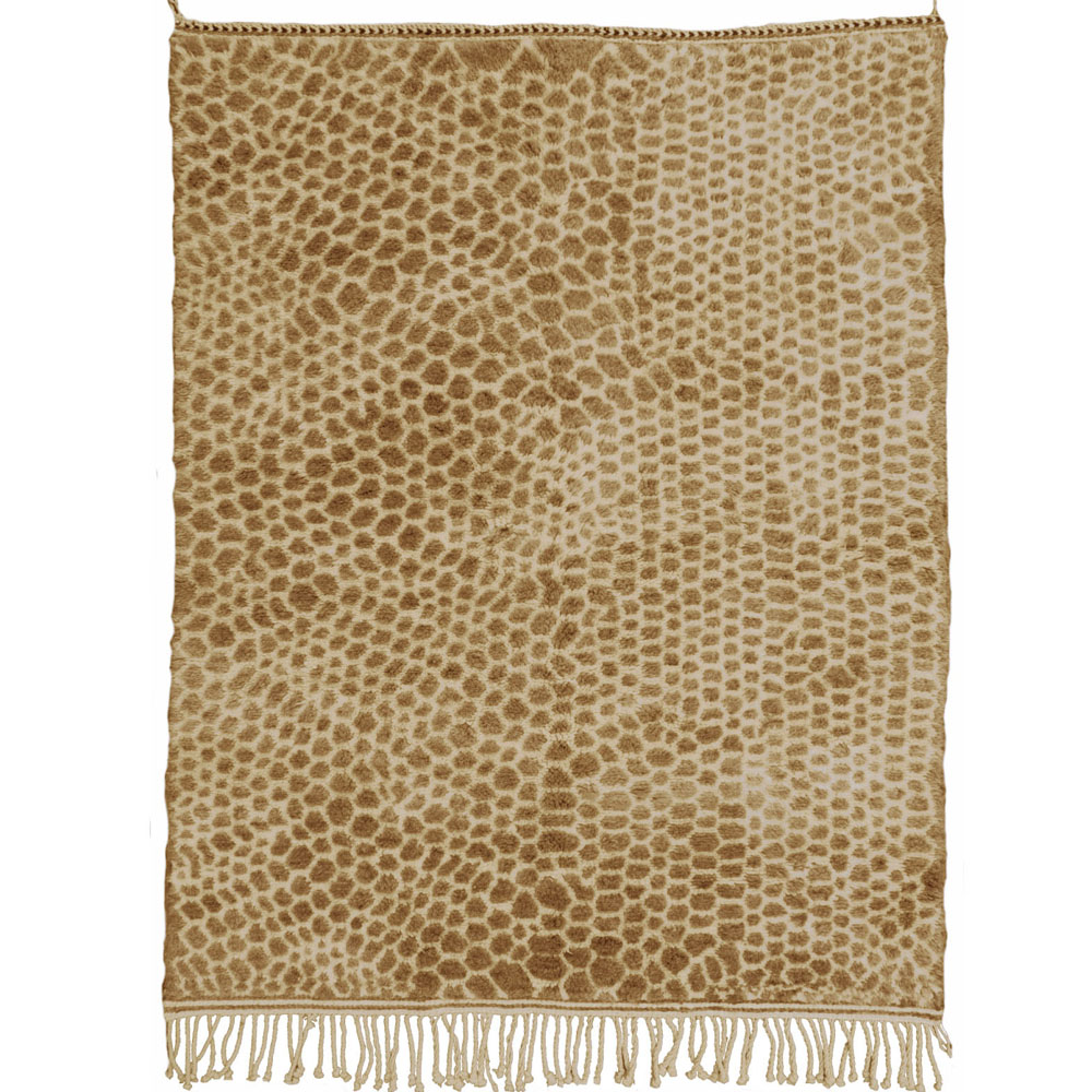 moroccan handwoven beni mrirt rug brown and cream
