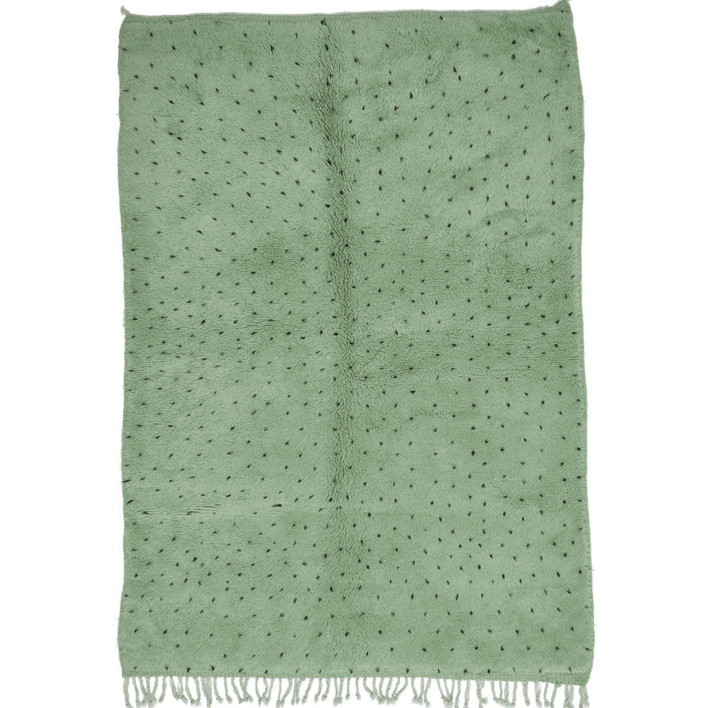 moroccan sage green rug with black dots