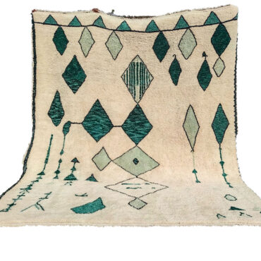 Moroccan Wool Rug Green Tribal Diamond pattern