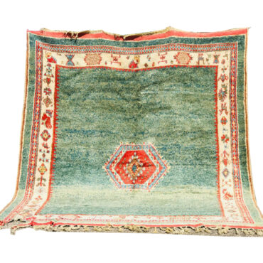 Authentic Vintage Moroccan Wool Rug Green and Red