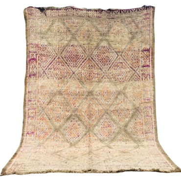 Faded Moroccan Handwoven Wool Rug Diamond Pattern