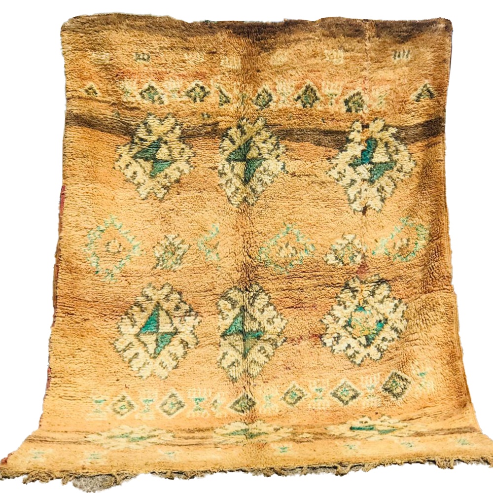 Faded vintage berber wool rug boho style