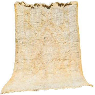 Faded Vintage Moroccan Rug With Boho Tribal Style Gold and White