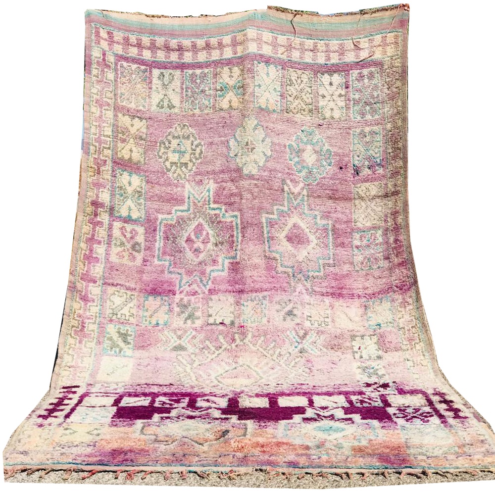 faded vintage moroccan wool rug lavender