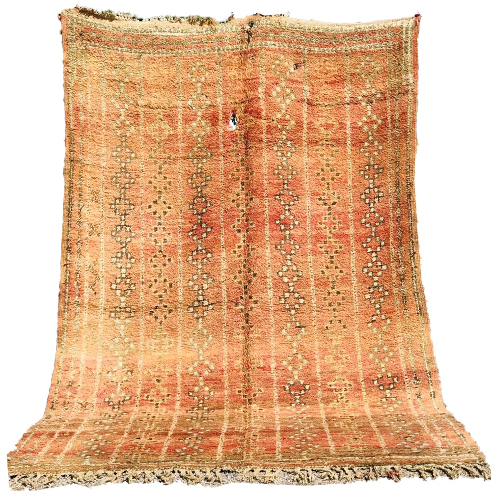 Faded vintage moroccan handmade wool rug