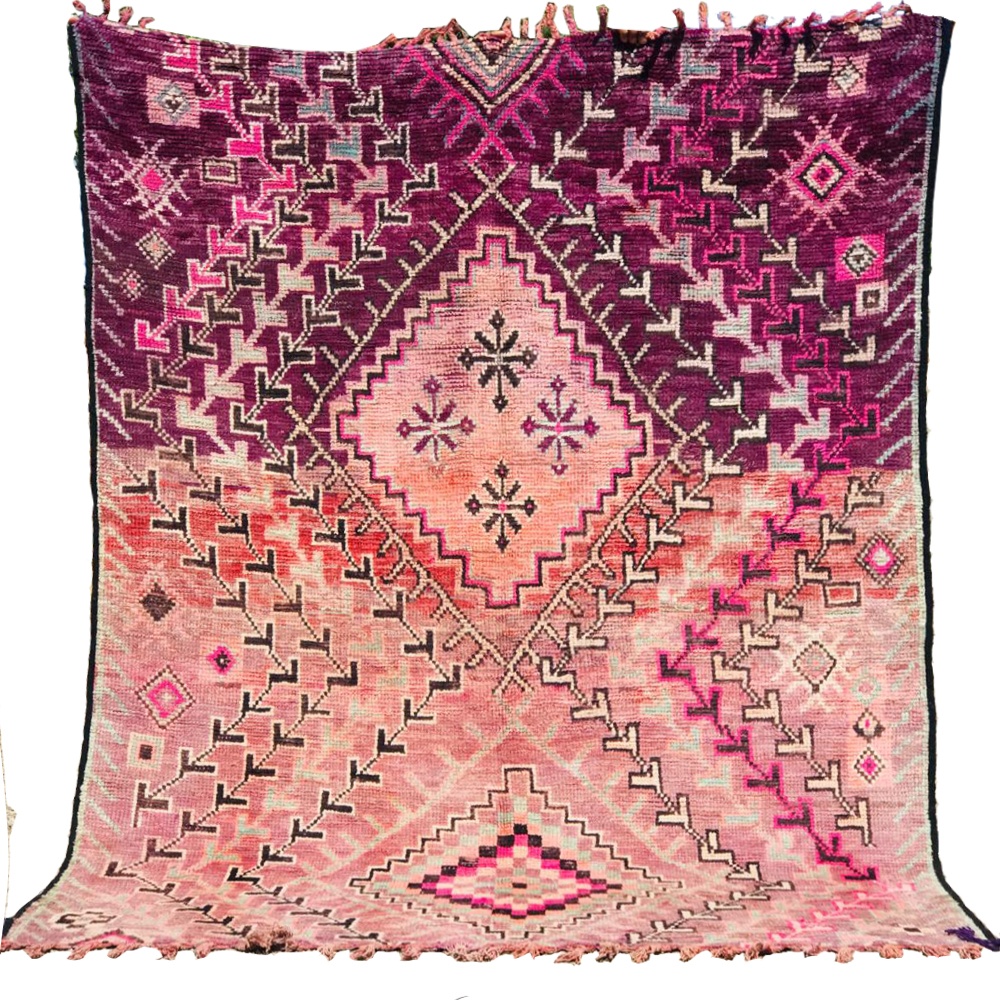 faded vintage moroccan wool rug pink and purple