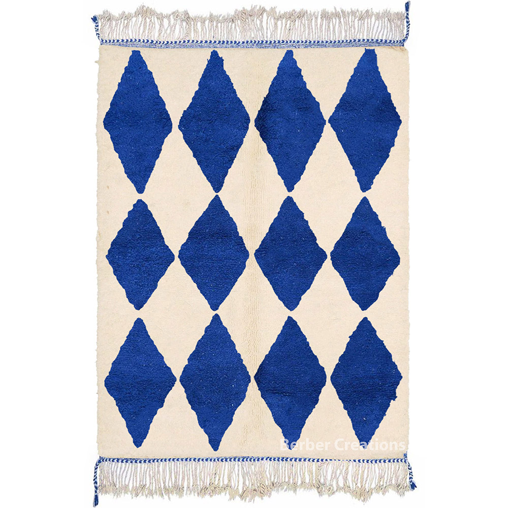 Moroccan Beni Ourain rug blue diamond