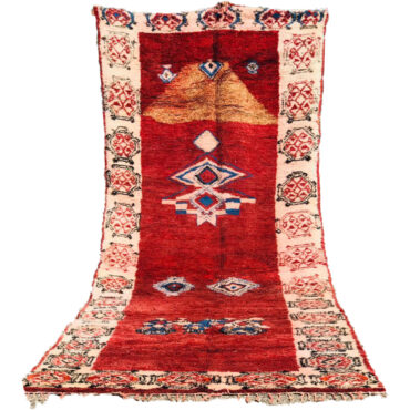 Moroccan Vintage Wool Rug Red 5’x15′