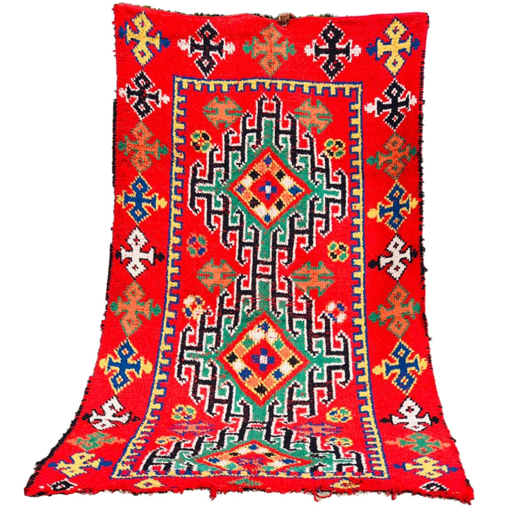 Moroccan vintage wool rug from zayan tribe