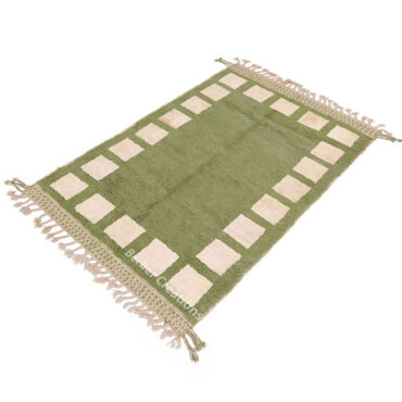 Moroccan Wool Rug Green With White Squares