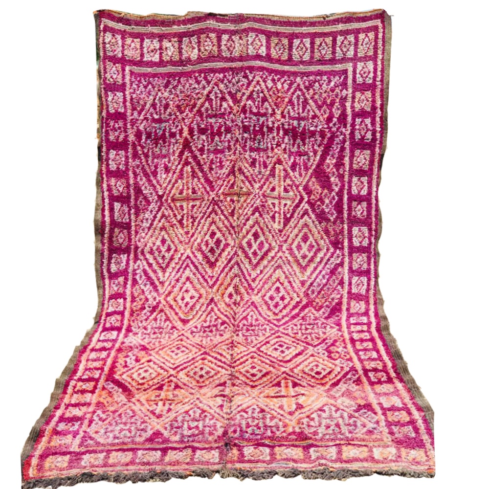 Vintage Beni mguild moroccan wool rug purple