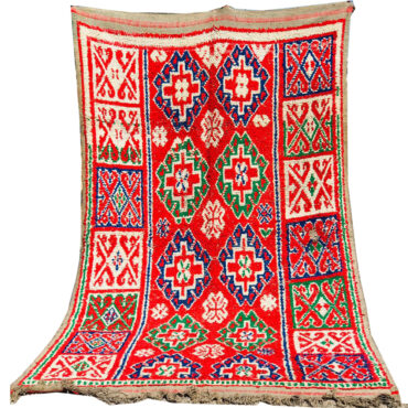 Vintage Handknotted Moroccan Berber Rug Red 5’5″x 10’5″