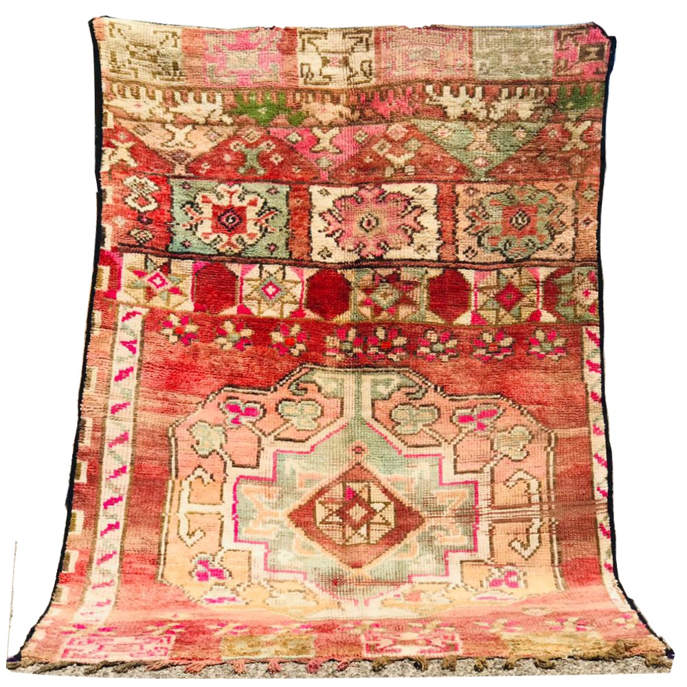 Vintage Handwoven faded moroccan wool rug