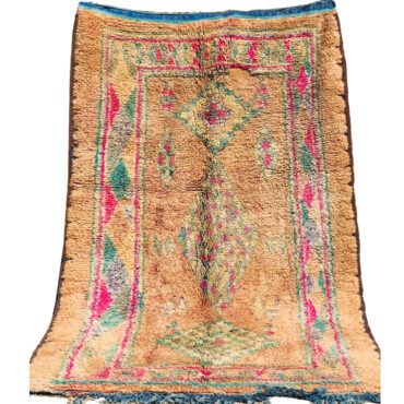 Vintage Handwoven Moroccan Rug Faded Peach and Pink 5’4″x 8’11”