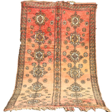 Vintage Moroccan Berber Rug Faded Coral and Peach 5’5″x 9’6″