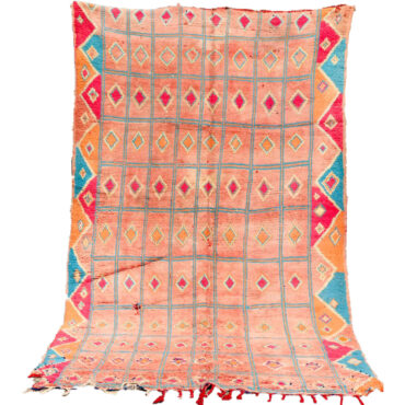 Vintage Moroccan Berber Rug Pink/ Peach/ Blue