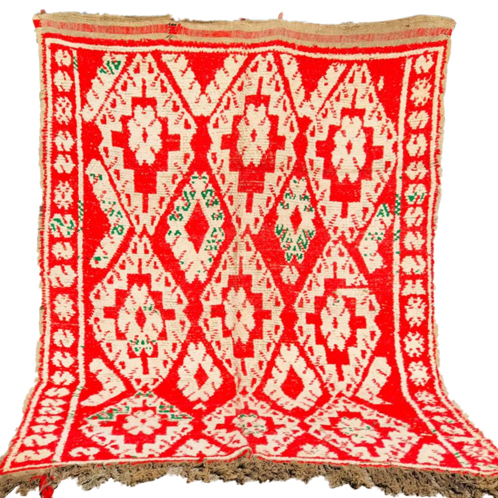 Vintage Moroccan Wool Rug With White Tribal design