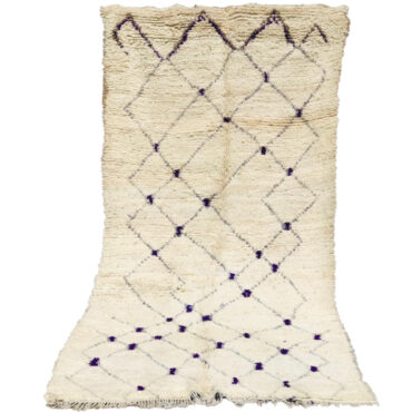 Vintage White Moroccan Handwoven Beni Ourain Rug 5’5″x 10’7″