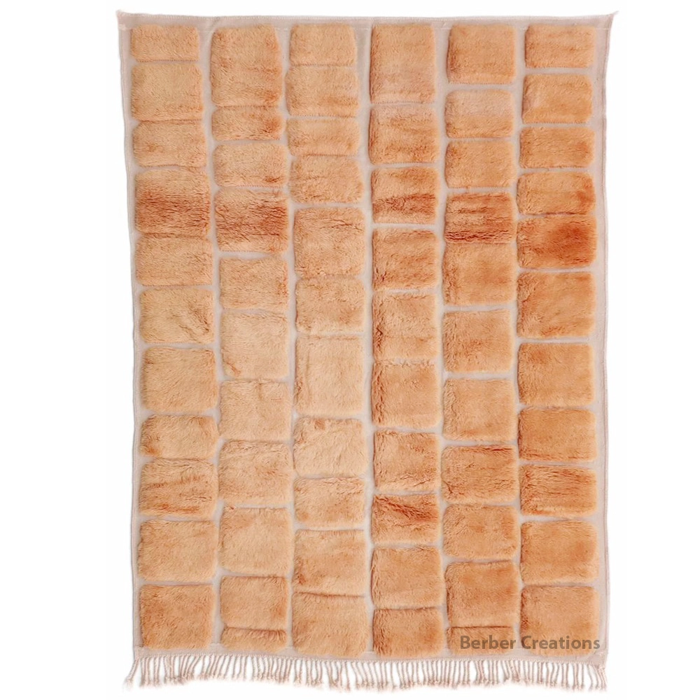 moroccan textured wool rug peach