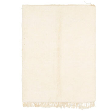 Solid Ivory Moroccan Shag Wool Rug