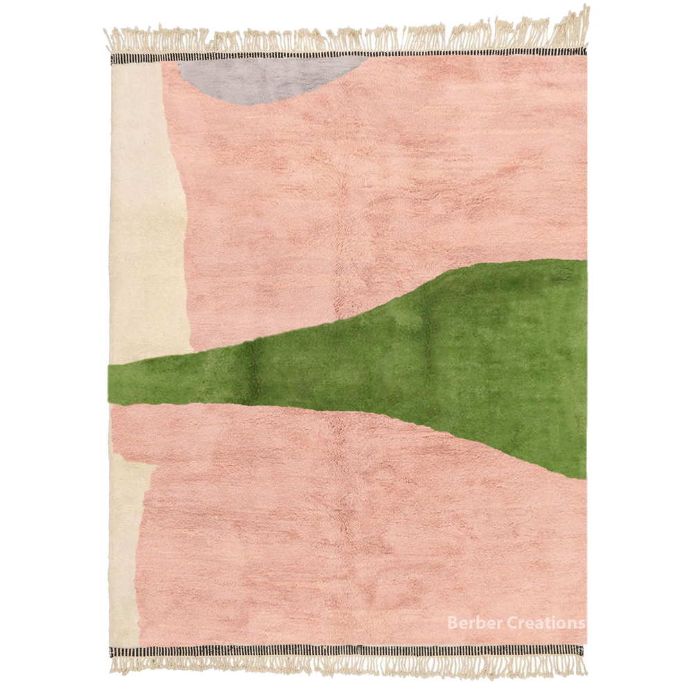 Artistic moroccan rug pink and green